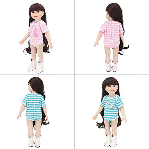 Zwoos Doll Clothes For Baby Doll, Soft Cotton Romper Tops For 14-18 Inch Doll, Compatible With American Girl And More, Set Of 2 #TOP1