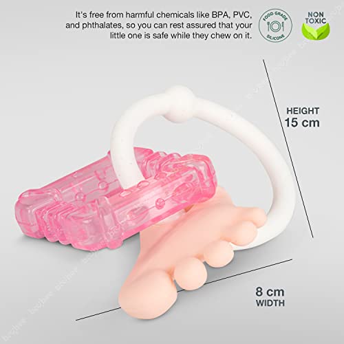 Image of Baybee Ring Natural Water Filled Silicone Teether for Babies to Soothe Their Gums, Bpa Free Food Grade Easy Grasp Teething & Chewing Toys for Babies 6 to 12 Months Baby Infant (Pink)