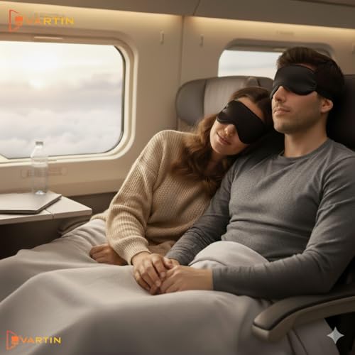 Image of Premium Eye Mask Combo (Pack of 2) - 1 Grey & 1 Black Sleeping Masks - Ultra-Soft & Light-Blocking Travel Sleep Masks with Adjustable Elastic Strap for Men & Women