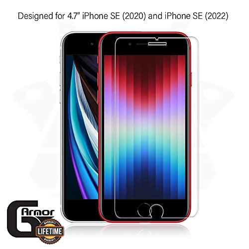 G-Armor 2 Pack Screen Protector For Iphone Se 3 (2022) And Se 2 (2020) - Tempered Glass Screen Saver, Phone Case Friendly, Lifetime Replacement, Protective Screen Cover For 2Nd And 3Rd Gen Iphone Se #TOP1