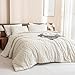 Andency King Size Comforter Set Beige, Boho Cream Soft Warm Tufted Neutral Bedding Comforter Sets for King Size Bed, 3 Pieces Aesthetic Chevron Farmhouse Cute Bohemian Textured Bedding Set