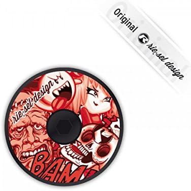 A- Head Plug ,, dec : kel ' Stickerbomb red - cover for fork - steerer - bicycle fork - fork - MTB - Bike