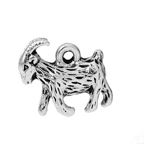 PEPPERLONELY 20pc Antiqued Silver Alloy Easter Goat Sheep Charms Pendants 17x13mm (5 8  x4 8 )