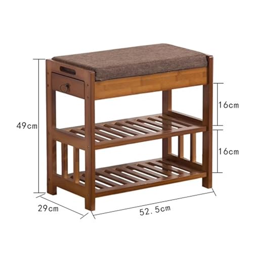 Étagère à chaussures d'entrée marron rustique et banc en bois de rangement - 4