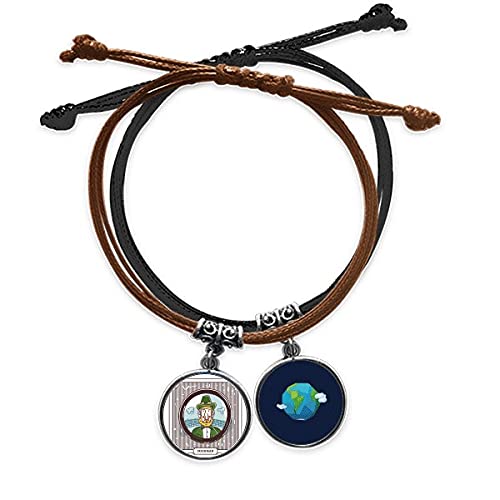 Bestchong Irland�s Green ganader�a ilustraci�n Pulsera Cuerda Mano Cadena Cuero Tierra Pulsera