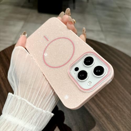 Coque iPhone 15 rose à paillettes pour un style chic
