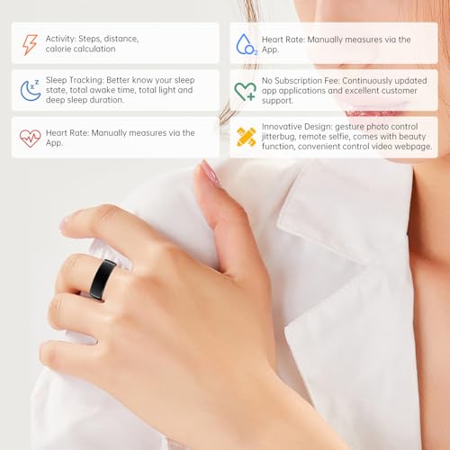 Image of Smart Ring Purple - Size 11 - Health Tracker with Free Subscription, Gesture Remote Beauty Shot & Brush Video, Fitness Sleep Heart Rate Tracking Ring with Charging Case, Compatible with iOS & Android