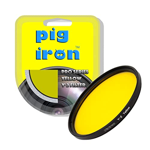 Pig Iron Filtro giallo Y2 Pro. Booster a contrasto per fotografia in bianco e nero. Filtro obiettivo fotocamera effetti speciali. (67 mm)