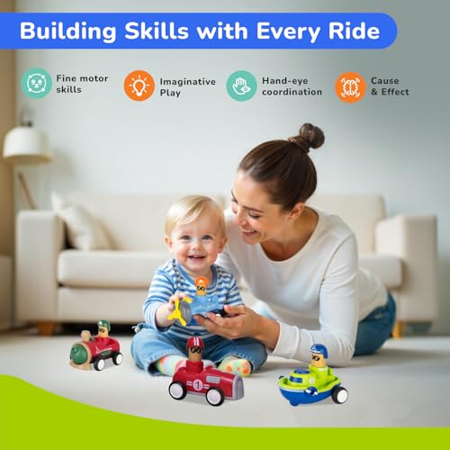 Image of R for Rabbit Orapple Rider Push and Play Mini Toy Car Set for Kids | Non-Toxic BPA Free 4 Pcs Combo of Toy Racing Car, Train, Aero Plane & Speed Boat (Multi 1)