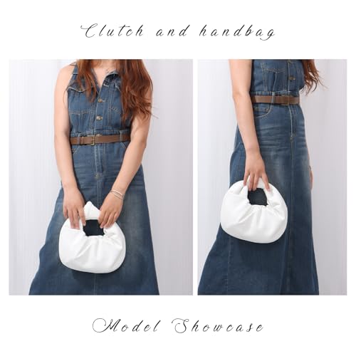 Image of Fecialy Women's Ruched Clutch Purse PU Leather Hobo Handbag Knot Formal Evening Bag Pleated Bag