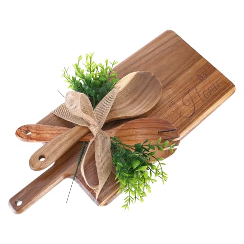 Set de Utensilios de Madera con Tabla de Cortar, Tenedor y Cuchara para Ensalada miniatura 1