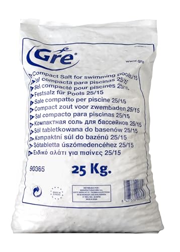 Gre 90365 - Sale Compatto per Cloratori Salini per Piscina - Gre 25 kg, Alta Purezza per Acqua Cristallina.