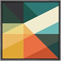 SIGNWIN Framed Canvas Wall Art Yellow, Orange, Black and Green Color Blocks and Triangles Geometric Shapes Illustrations Pop Art Modern Colorful for Living Room, Bedroom, Office - 16
