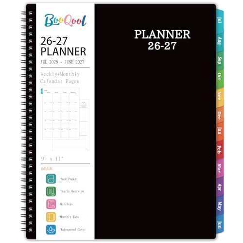 Agenda 2026-2027 con pestañas de colores y espiral doble para una organización semanal sin esfuerzo
