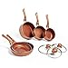 VonShef Pots and Pans Set, 5 Piece Induction Safe, Non-Stick Saucepan and Frying Pan Set, Easy Clean Copper Pots and Pans Set with Glass Lids, PFAS, PTFE, PFOA, Lead & Cadmium Free