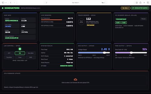 Image of KONDUKTOR ESP32-WROOM-32 Development Board with CP2102, Dual Core 240MHz, 30 Pin, Live Web Dashboard, WiFi Bluetooth, Pre-Loaded Firmware,Operationally Tested & 100% Working, IoT Dashboard