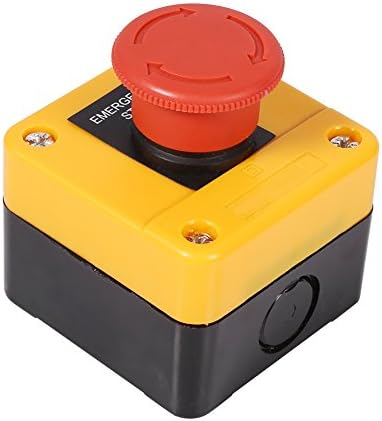 Emergency Switch, Plastic Shell Red Sign Emergency Stop Mushroom Push Button Switch 1Pc 660V 10A