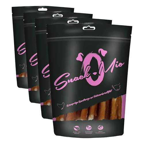 SnackOMio - Snack Premium para Perros - Barrita masticable crujiente con Filete de pechuga de Pollo, sin Cereales, 1 Pack (1 x 70g) (Paquete de 4)
