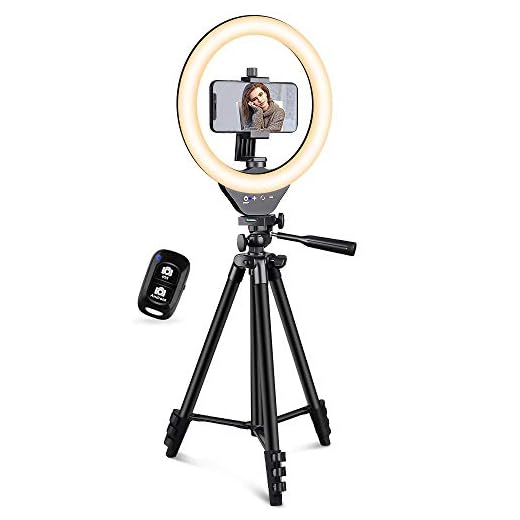 EICAUS 10'' Ring Light with Stand and Phone Holder, Cell Phone Tripod with Ringlight and Phone Holder, Selfie Ring Light for Live Streaming/Makeup/Photography, Compatible with iPhone Android Phones