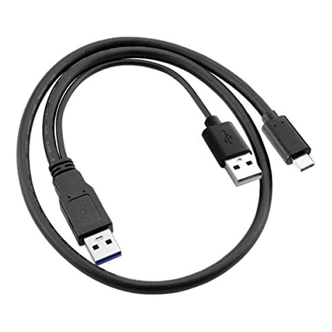 cablecc Type-C USB-C to USB 3.0 Male & USB 2.0 Dual Power Data Y Cable for Laptop & Hard Disk Cover