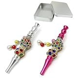 VOVCAMLS 2PCS Metal Hookah Tips Shisha Hookah Accessories Alloy Hookah Mouthpiece (Silver, Pink)