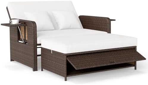 COSTWAY Rattan Lounge Sofa, Lounge Möbel Outdoor, Gartensofa mit ...