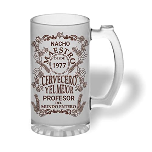 Bee Ingenious Jarra cerveza personalizada de cristal esmerilado. Regalo día del padre: Maestro o Maestra cervecero el mejor con nombre, año y texto personalizados (Maestro) Cover