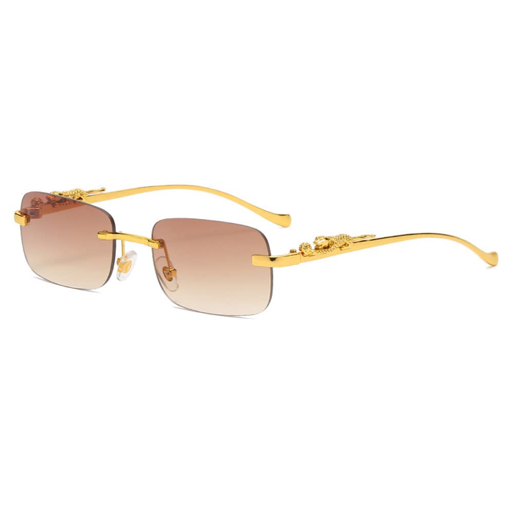 Heptagram Modne okulary przeciwsłoneczne bez oprawek dla kobiet mężczyzn moda vintage retro Y2K małe przyciemniane okulary przeciwsłoneczne bez ramy lata 70