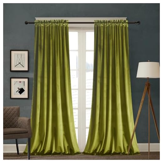 Roslynwood Velvet Curtains 2 Panels Set, Block Light Thermal Insulated Velour Rod Pocket Drapes for Bedroom and Living Room (52 x 96 inch, OliveGreen)
