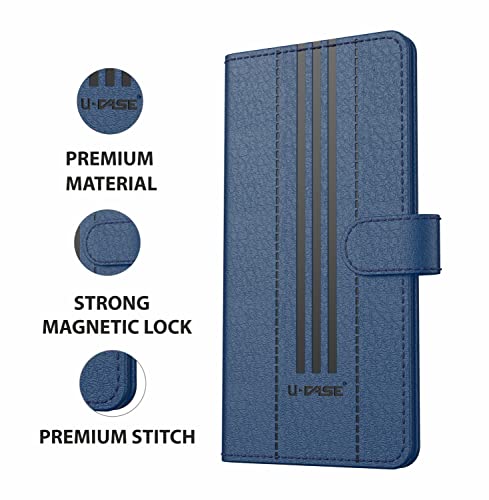Image of U-Case Compatible with Xiaomi Redmi A2 Plus /Poco C51 / Poco C50 / Redmi A1 Plus Flip Cover | Leather Finish | Inside Pockets & Inbuilt Stand | Shockproof Wallet Style Magnetic Closure Blue