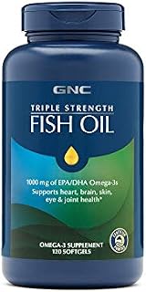 GNC Triple Strength Omega 3 Fish Oil 1000mg, 120 Count, Supports Joint, Skin