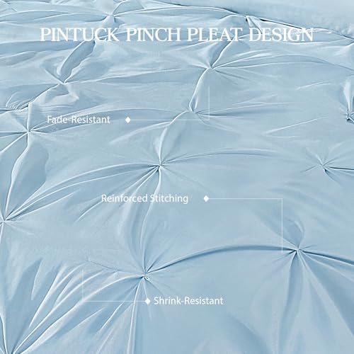Image of Andency King Pinch Pleat Comforter Set (104 inchx90 inch),3 Piece Lightweight Pintuck Bedding Comforters & Sets, Fluffy Down Alternative Comforter with 2 Pillow Shams for All Season,White
