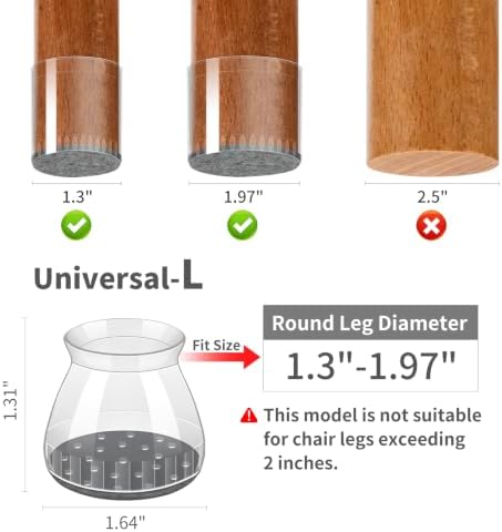 24 Pcs Silicone Chair Leg Floor Protectors & Furniture Sliders for Hardwood Floors - Felt Pads for Chair Legs Anti-Scratch Noise Reduction Furniture Pads Chair Feet Protectors Fit 1.3" to 1.97"