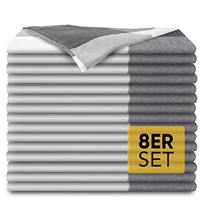 Loco Bird 8er Set Geschirrtücher aus 100% Baumwolle - 50x70cm grau - Hochwertiges Handtuch für die Küche - Premium…
