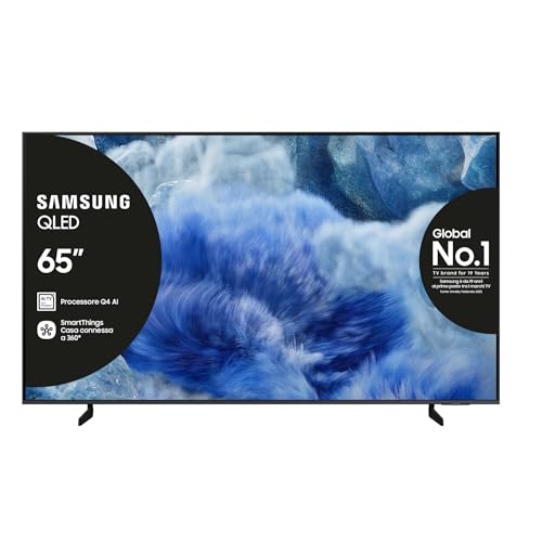 Samsung QLED 4K Vision AI Smart TV 65'' QE65Q8FAAUXZT, Q8F, Q4 AI Processor, 4K Upscaling, OTS Lite, Air Slim Design, 100% di Volume Colore con Quantum Dot, PACCHETTO INTRATTENIMENTO, 2025