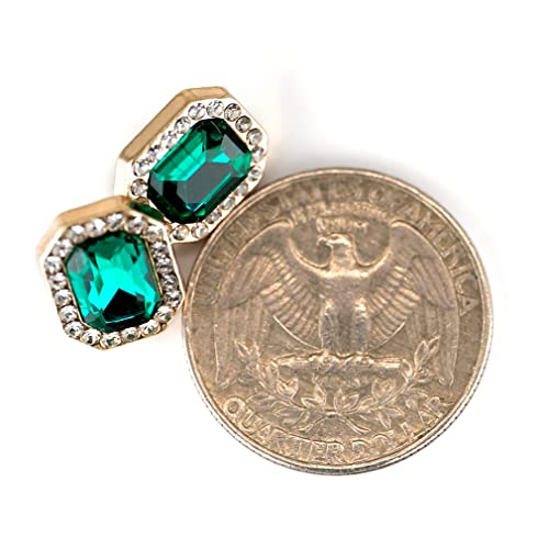 Craftisum Emerald Cut Green Rhinestone Sewing Shank Buttons 20 Pcs - 12X10Mm, 1/2" #TOP5