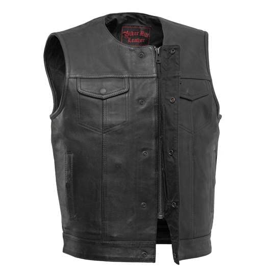 Amazon.com: Mens Motorcycle Vest Black Soft Leather Biker Club