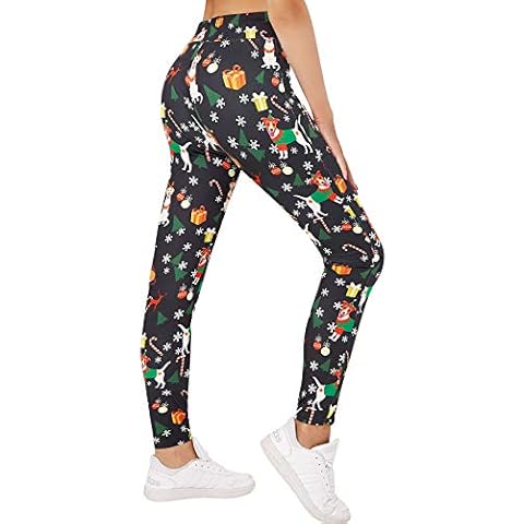 Loveternal Womens Ladies Christmas Leggings Xmas Dog Print Stretchy Pant Trouser Soft Funny Tights Yoga Skinny Pants M Cover