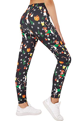 Rave on Friday Femmes Leggins Motif de Noël Pantalon de Yoga Sport Taille Haute Gym Stretchy Élégant Slim Fit Skinny Athletic Workout Running Pantalons Collants L Cover