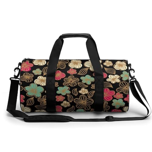 Sac de sport fleur rouge et verte 45cm pour gym et voyage