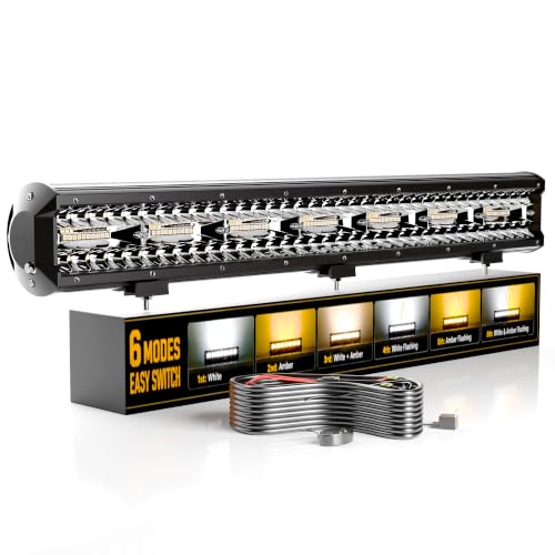 Image of 20Inch 126W LED Light Bar White /Amber Flasing 6 Strobe Modes Offroad