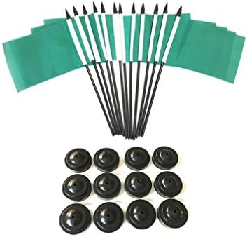 Box of 12 Solid Green 4"x6" Miniature Desk & Table Flags With 12 Flag Stands, 4x6 Solid Green Small Mini Stick Flags image 2