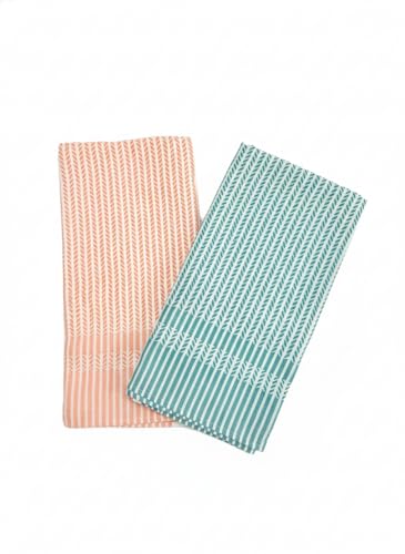 Image of Cotton Large Size Bath Towels | 500 GSM |Quick Dry & Absorbent Towels for Bath, Travel, Gym & Beach| Pack of 2 | Lightweight | Skin Friendly | Multicolor (Green and Orange)