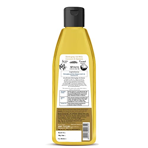 Image of Soulflower Bhringraj Hair Oil 100% Pure & Natural| Hair Growth, Strengthening & Nourishing hair roots, Anti-Dandruff, Cooling Scalp| Coconut, Sesame| 120ml (Pack of 2)