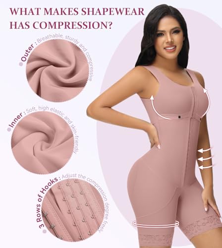 Image of M MYODRESS Fajas Colombianas Full Body Shaper Tummy Control with bra | 69% Nylon 31% Spandex, 3 Adjustable hooks and strap, semi-detachable chest design for postpartum, breastfeeding, all day wear