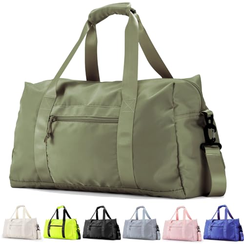 Travel Duffle Bag,Sport Gym Bag for Men And Women with Wet Pocket,Weekender Bag Carry On Tote Bags for Airplane Army Green
