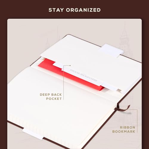 BEECHMORE BOOKS Premium Lined Journal Notebook, 5" x 8" (A5) Hardcover Vegan Leather Personal Diary, Thick 120gsm Ivory Cream Paper, Gift Box for Men & Women (Chestnut Brown)