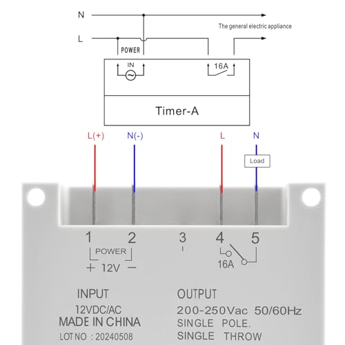 Heschen CN101A 12V DC 16A Zeitschaltuhr mit digitalem LCD-Display, mit wasserdichter Abdeckung, Weiß