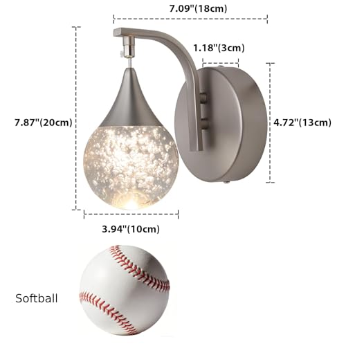Image of Wall Sconce Indoor, LED Modern Crystal Wall Sconces, Bubble Sconce Wall Lighting for Bedroom Dining Room Living Room Hallway Vanity Bathroom, Nickel