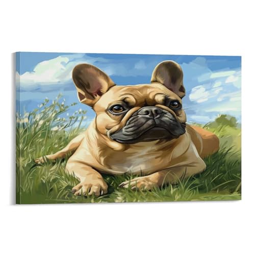 Panneau mural Bouledogue Français toile anti-humidité cuisine salle de bain